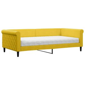 vidaXL Divano Letto con Materasso Giallo 100x200 cm in Velluto