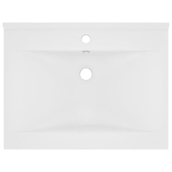 vidaXL Lavandino con Foro Rubinetto Bianco Opaco 60x46 cm in Ceramica