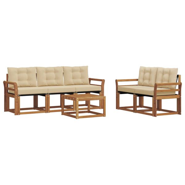 vidaXL Set di divani da esterno con cuscino 6 pcs Naturale e Beige