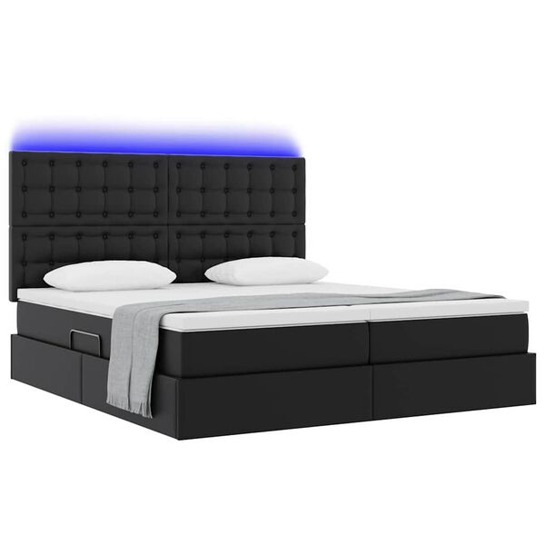 vidaXL Letto con contenitore e LED Nero 180 x 200 cm Pelle sintetica