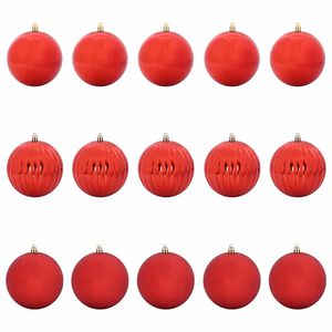 vidaXL Set di Palline di Natale XL 15 pcs Rosso Plastica