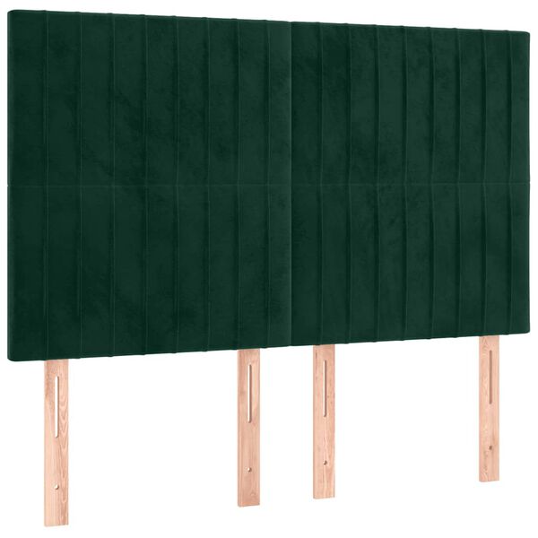 vidaXL Testiera a LED Verde Scuro 144x5x118/128cm in Velluto