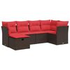 vidaXL Set Divano da Giardino 6 pz con Cuscini Marrone in Polyrattan