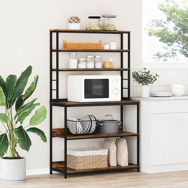 vidaXL Mensola da cucina Rovere fum&eacute; 100 x 40 x 168 cm