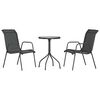vidaXL Set da Pranzo da Giardino 3 pz in Acciaio Nerooutdoor