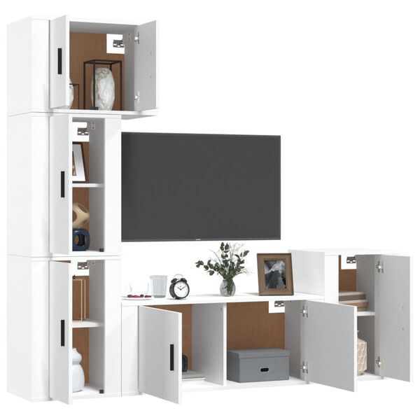 vidaXL Set di Mobili Porta TV 5 pz Bianco in Legno Multistrato