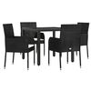 vidaXL Set da Pranzo da Giardino 5 pz Nero con Cuscini in Polyrattan