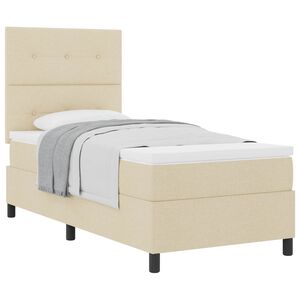 vidaXL Letto a molle con materasso Crema 90 x 200 cm Tessuto