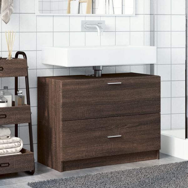vidaXL Mobile Lavabo Rovere Fumo 78x37x59 cm in Truciolare