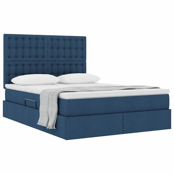 vidaXL Letto con contenitore e materasso Blu 140 x 200 cm Poliestere