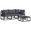 vidaXL Set Divano da Giardino 4 pz Nero Metallo