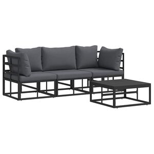 vidaXL Set Divano da Giardino 4 pz Nero Metallo