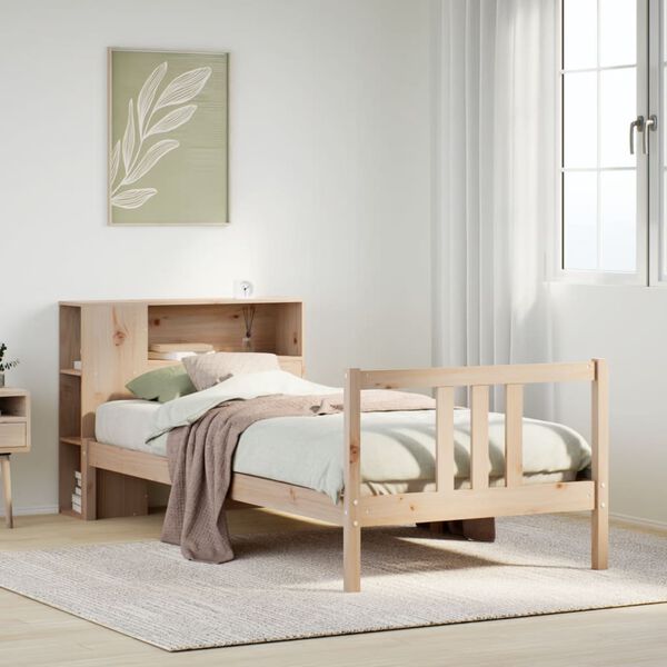 vidaXL Letto Libreria senza Materasso 90x190 cm Legno Massello Pino