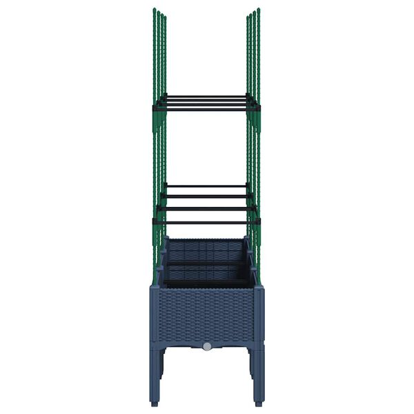 vidaXL Fioriera Giardino con Traliccio Grigio Blu 120x40x142,5 cm PP