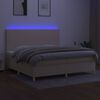 vidaXL Letto a Molle Materasso e LED bianco 200x200cm in Tessuto