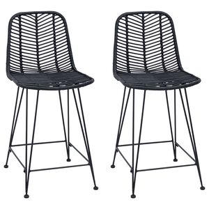 vidaXL Sedia da Bar 2 pcs Nero 44,5 x 54,5 x 97,5 cm Rattan e Ferro