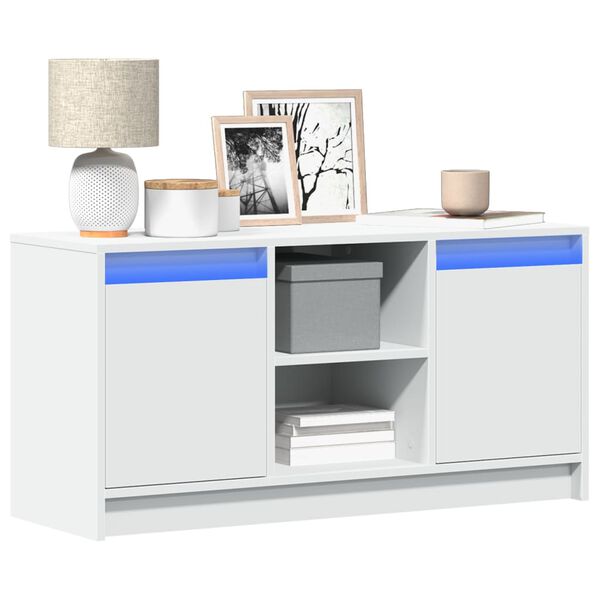 vidaXL Mobile Porta TV con LED Bianco 100x34x50 cm in Truciolato