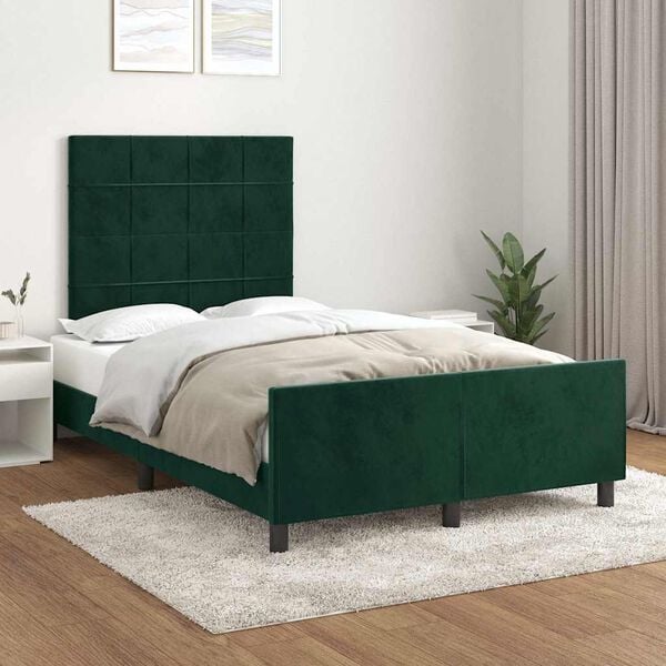 vidaXL Giroletto senza Materasso Verde Scuro 120x190 cm Velluto