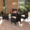 vidaXL Set da Pranzo per Giardino 5 pz con Cuscini Polyrattan Nero