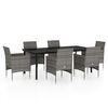 vidaXL Set da Pranzo da Giardino 7 pz con Cuscini Grigio e Nero