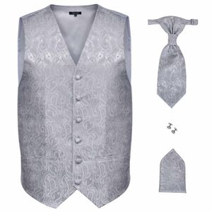 vidaXL Set di gilet da matrimonio da uomo Argento 56 Poliestere