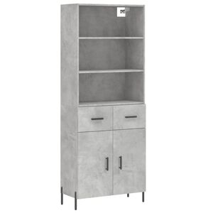 vidaXL Credenza Grigio Cemento 69,5x34x180 cm in Legno Multistrato