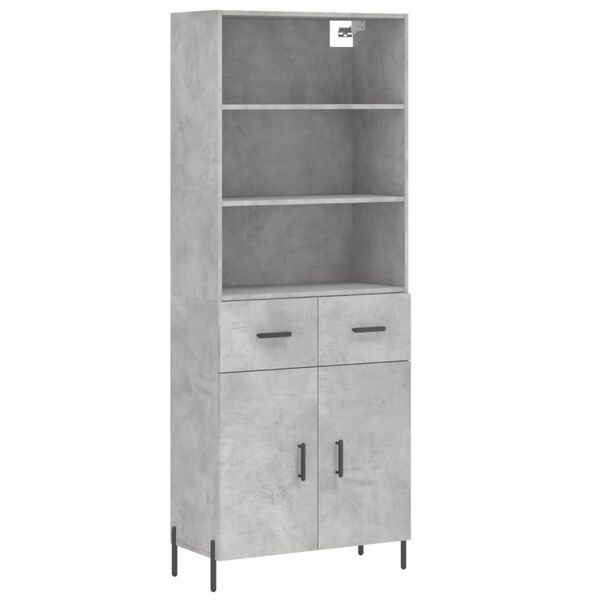 vidaXL Credenza Grigio Cemento 69,5x34x180 cm in Legno Multistrato