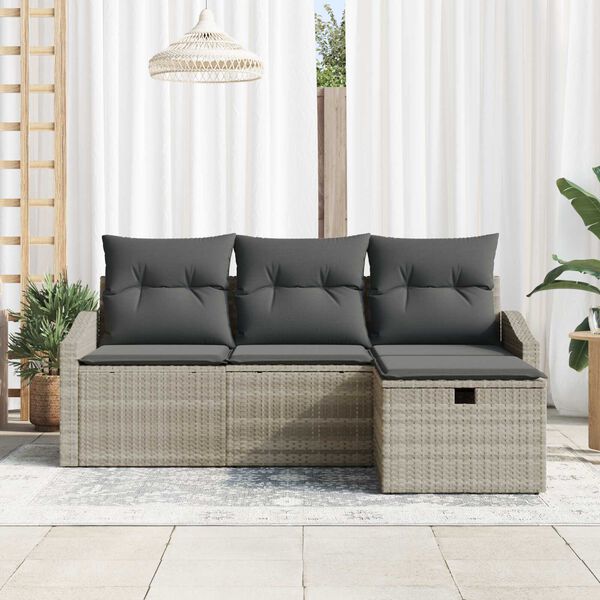 vidaXL Set di divani con cuscino 4 pcs polyrattan