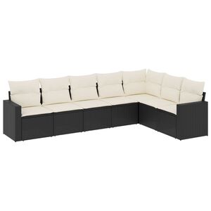 vidaXL Set Divani da Giardino con Cuscini 7pz Nero Polyrattan