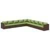 vidaXL Set Divani da Giardino 9 pz con Cuscini in Polyrattan Marrone