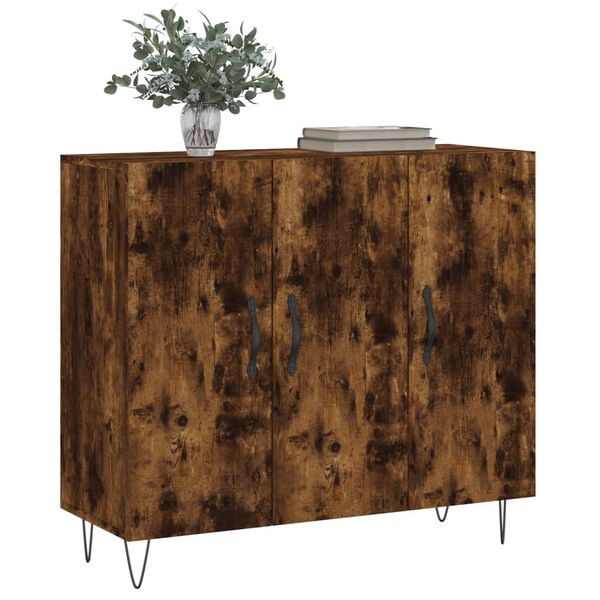 vidaXL Credenza Rovere Fumo 90x34x80 cm in Legno Multistrato