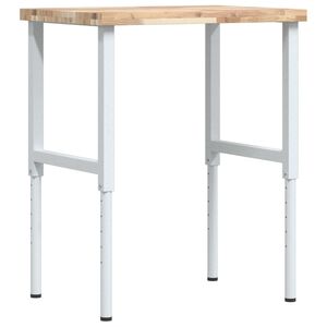 vidaXL Banco Lavoro 80x60x(73-99,5) cm Legno di Faggio Rettangolare