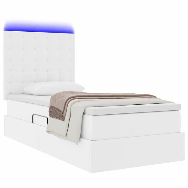 vidaXL Letto con contenitore e LED con led Bianco Puro 100 x 200 cm
