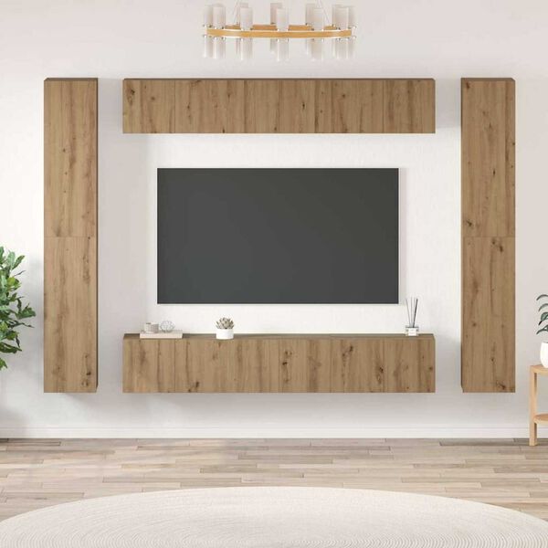 vidaXL Set mobile TV 10 pcs Rovere artigianale Legno multistrato