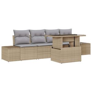 vidaXL Set di divani 5 pcs Beige e Grigio Chiaro polyrattan