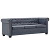 vidaXL Set Divani Chesterfield in Finta Pelle Scamosciata Grigio