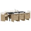 vidaXL Set da Pranzo per Giardino con cuscino 9 pcs Beige polyrattan