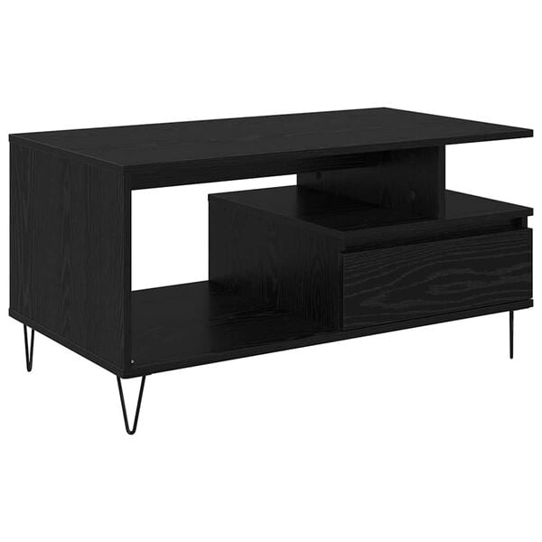 vidaXL Tavolino da salotto con cassetto Rovere Nero 90 x 49 x 45 cm