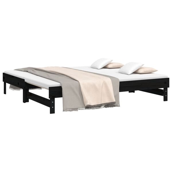 vidaXL Dormeuse Estraibile Nera 2x(90x190) cm Legno Massello di Pino