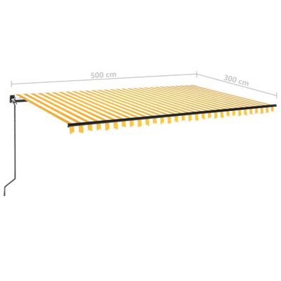 vidaXL Tenda da Sole Manuale con LED 500x300cm Giallo e Bianco