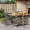 vidaXL Set da Pranzo da Giardino 9 pz con Cuscini in Polyrattan Grigio