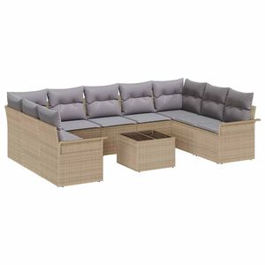 vidaXL Set Divano da Giardino con cuscino 10 pcs Beige polyrattan