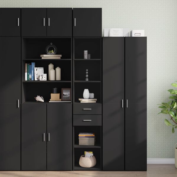 vidaXL Mobile Sottile Nero 40x42,5x225 cm in Truciolato