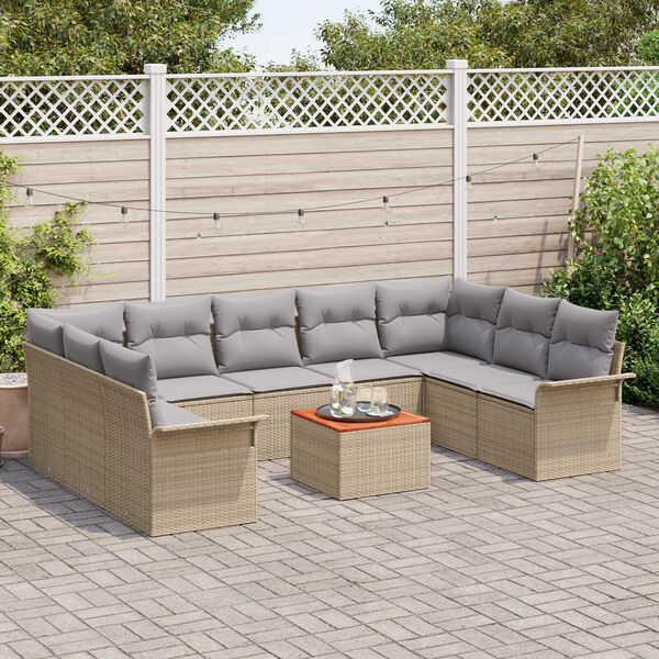 vidaXL Set Divano da Giardino con cuscino 10 pcs Beige e Grigio Chiaro
