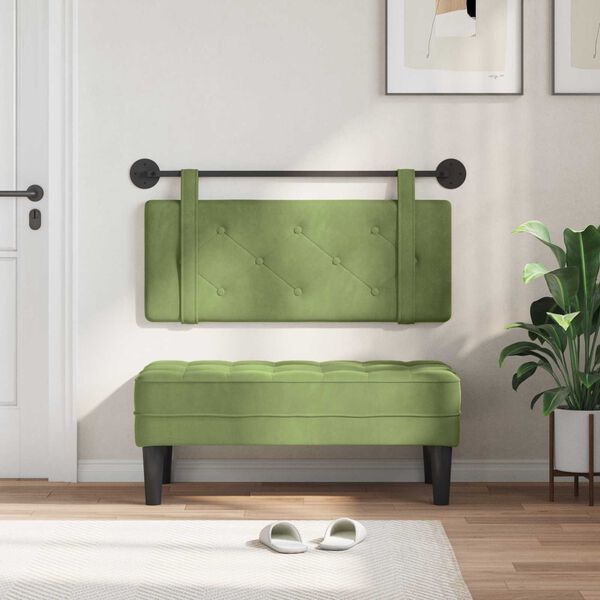 vidaXL Testata appesa Verde chiaro 110 x 55 x 5 cm Velluto