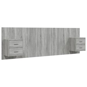 vidaXL Testiera Letto con Comodini in Legno Multistrato Grigio Sonoma