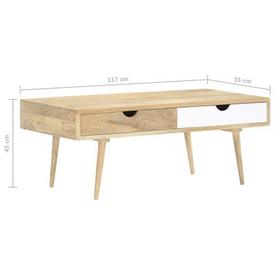 vidaXL Tavolino da Caffè 117x55x45 cm in Legno Massello di Mango