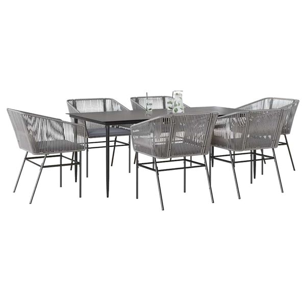 vidaXL Set da Pranzo da Giardino 7 pz con Cuscini Polyrattan Vetro