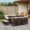 vidaXL Set da Pranzo da Giardino 11 pz con Cuscini Polyrattan Marrone