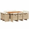 vidaXL Set da Pranzo da Giardino 11 pz con Cuscini Beige in Polyrattan